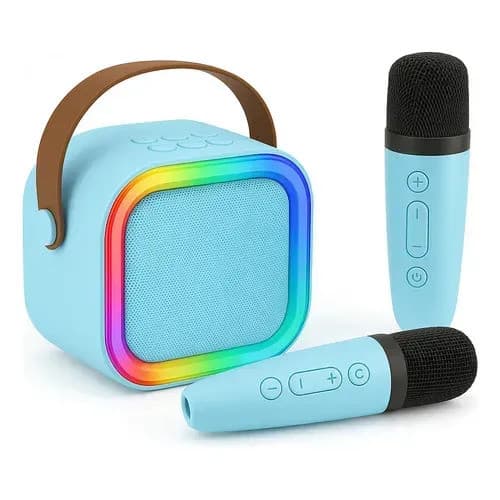 Caixinha Som Karaokê 2 Microfones Bluetooth Infantil Adulto