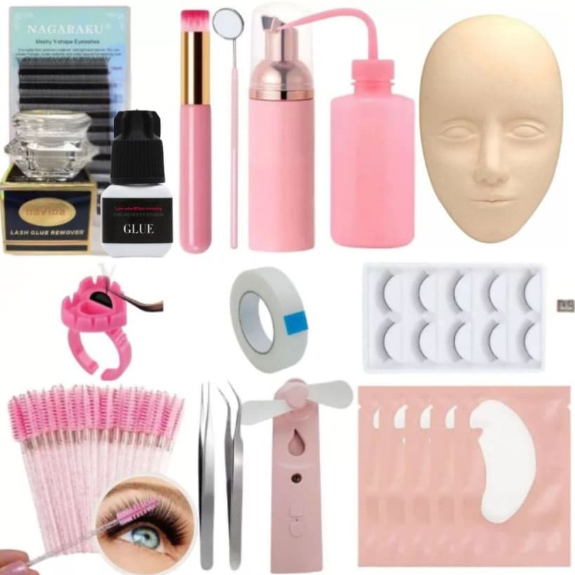 Kit Extensão Treino Cílios Nagaraku Y Profissional Curso Cilios Removedor Navina