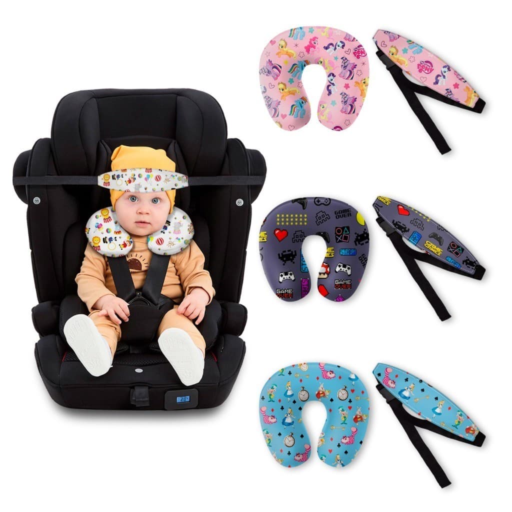 Kit Almofada de pescoço com Faixa Apoio Suporte Cabeça de Bebê Cadeirinha Carro Envio Imediato