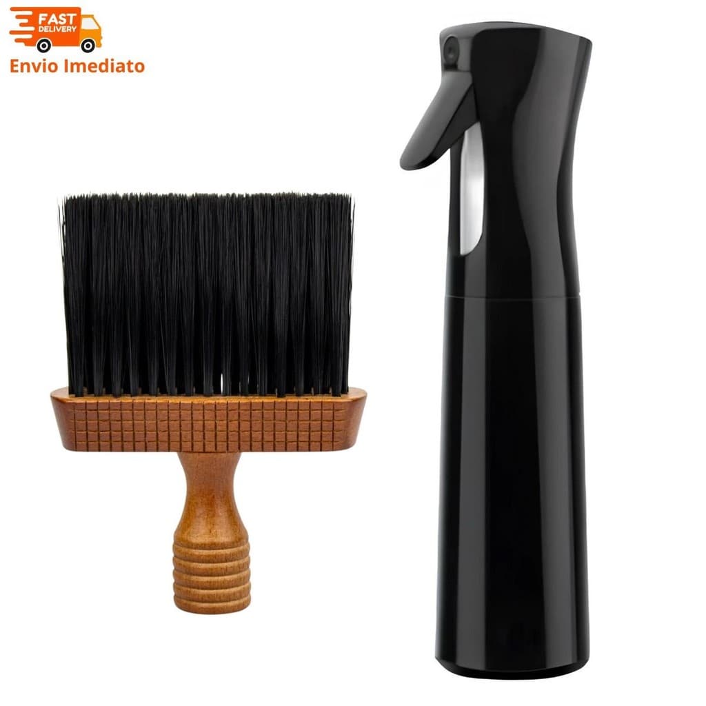Borrifador Névoa De Água 300ml + Espanador Rústico Barbeiro
