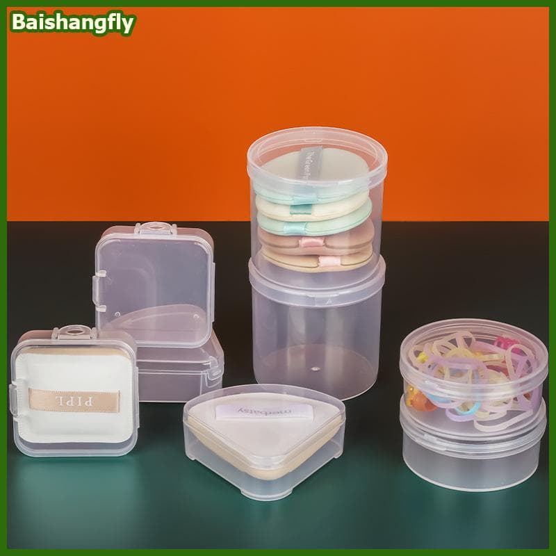 baishangfly Caixa De Plástico Para Triângulo/Redondo/Quadrado Puff Esponja Transparente Portátil Viagem Sacos Cosméticos