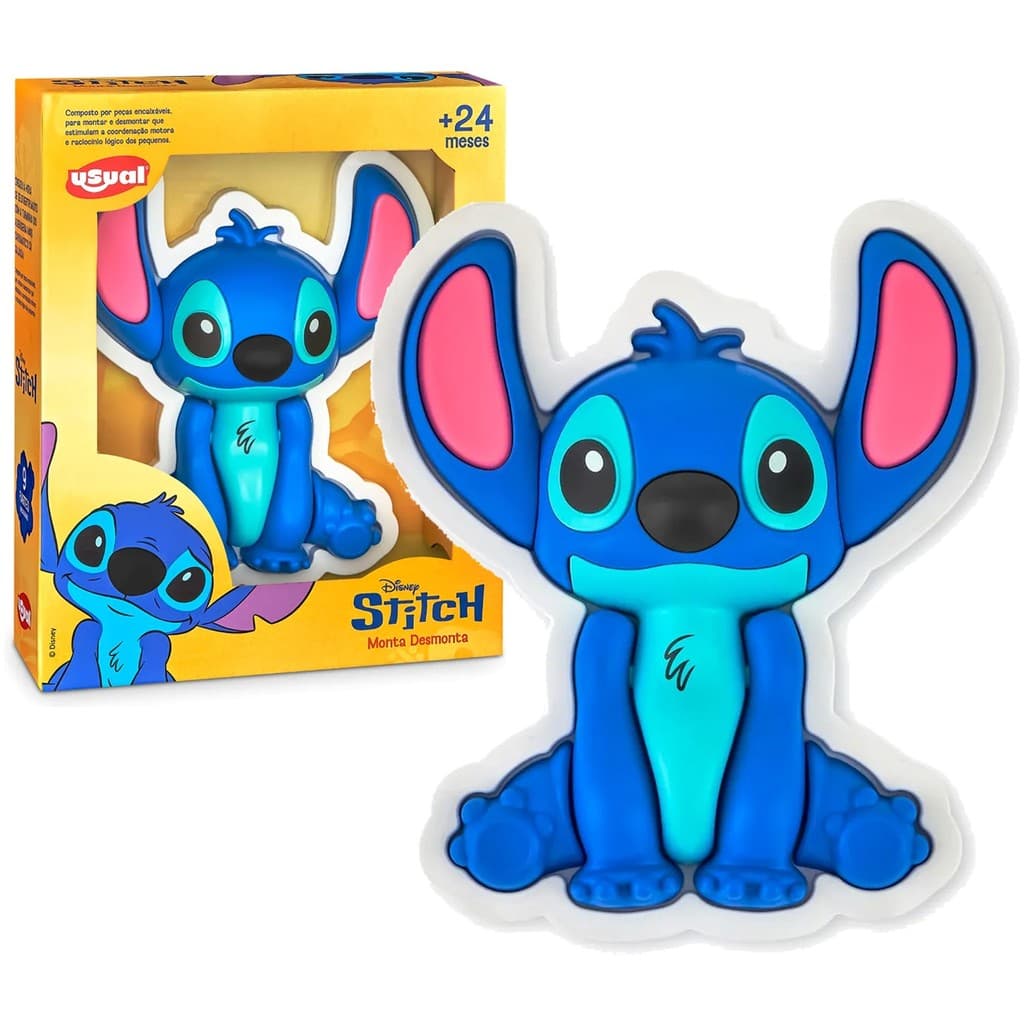 Monta Desmonta Stitch Disney Brinquedo Pedagógico Infantil 24 Meses - Usual Brinquedos