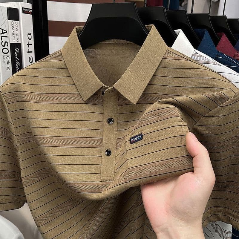 Verão gelo seda resfriamento camiseta de manga curta solta tamanho grande Casual masculino de meia-idade Di