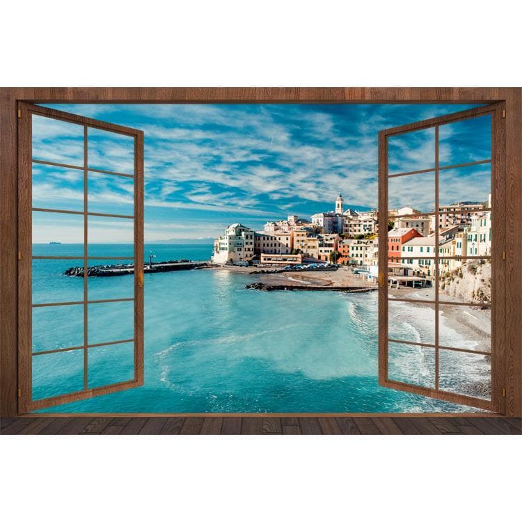 Simulação 3D Janela Falsa Paisagem Adesivos de Parede Sala de Estar Fundo Mural de Parede Autoadesivo Adesivos de Janela