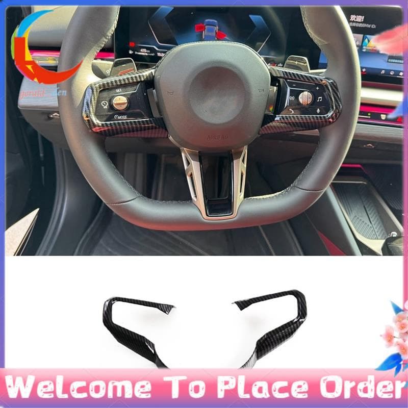Para 5 Séries G60 2024 Capa De Volante Do Carro Guarnição Decoração Acessórios Interiores ABS Fibra Carbono