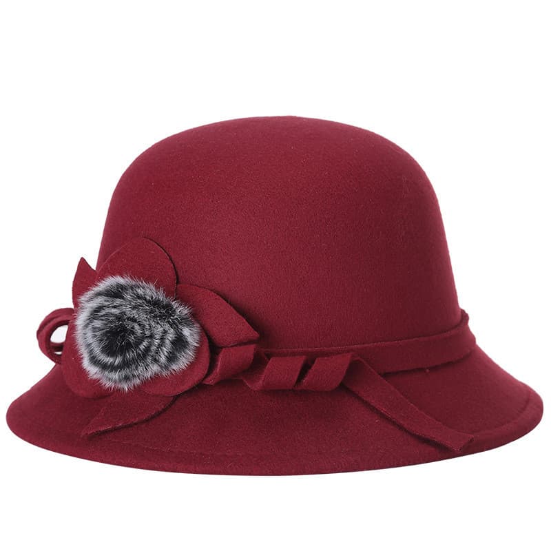 Idosos de meia-idade 2019 primavera outono novo estilo chapéu de lã moda feminina vaso de flores chapéu mãe de meia-idad