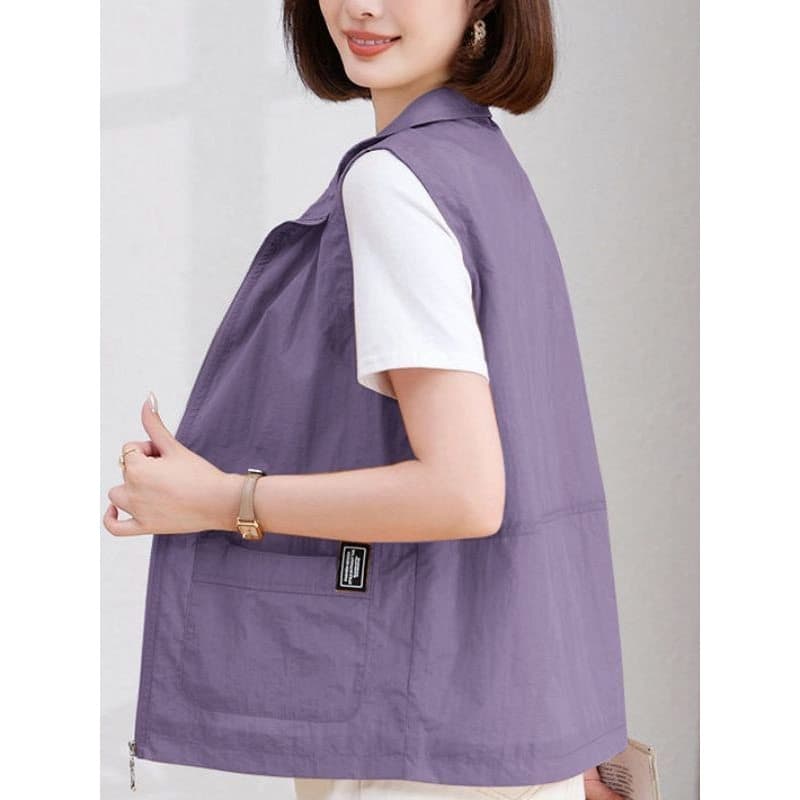 Protetor solar colete de camada dupla feminino primavera verão estilo fino moda exterior Wear tamanho grande mãe de meia