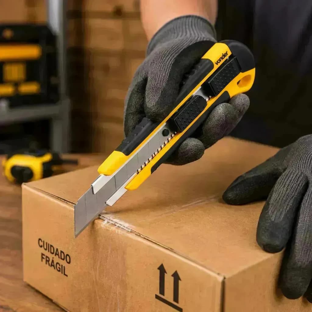Estilete Vonder Para Lâmina 25mm Corpo Largo Ferramenta Manual De Corte Profissional