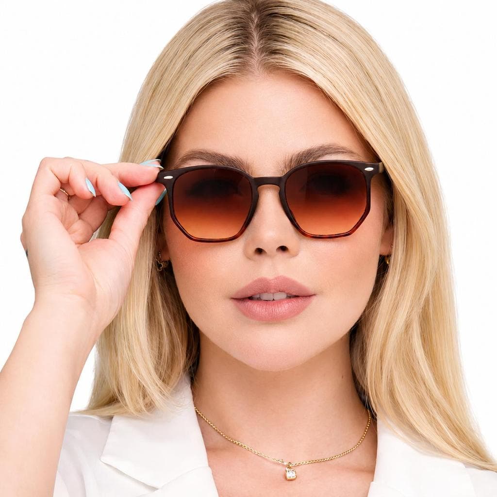 Óculos de Sol Marron Hexagonal Premium Tulum Flexível Praia Verão 2026 uv400 Feminino Masculino