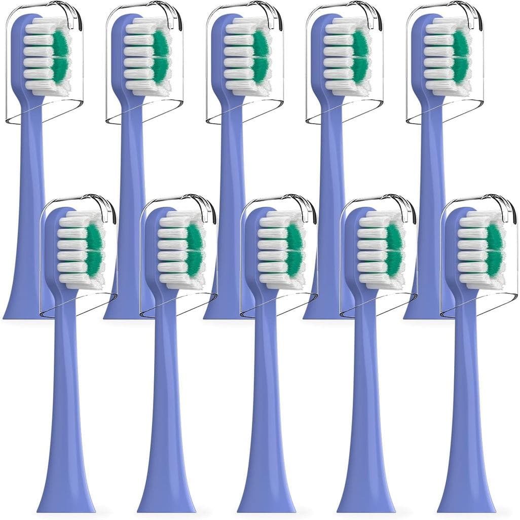 Cabeças de Escova de Dentes de Reposição Compatíveis com Escova de Dentes Elétrica AquaSonic Icon, Pacote com 10, Lilás