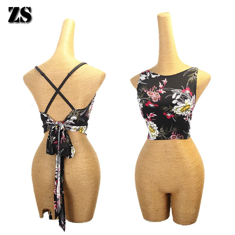 ZS roupas de prática de dança latina padrão nacional dança verão bela volta cruz estilingue verão adulto feminino roupas