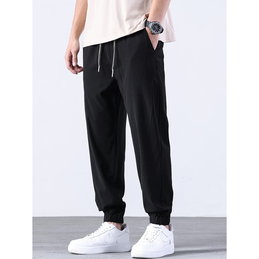 Verão calças de seda gelo dos homens estilo fino mais gordura Extra grande esportes Harem calças gordura solta Drape sen