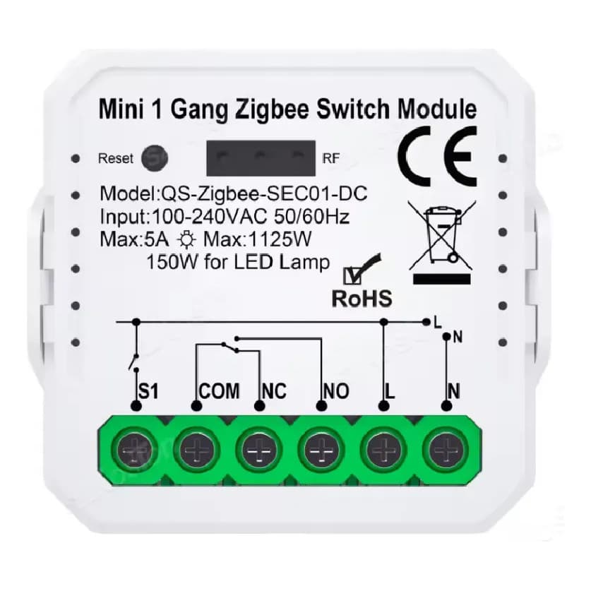 Módulo Interruptor Zigbee Contato Seco Alexa E Google Home Branco