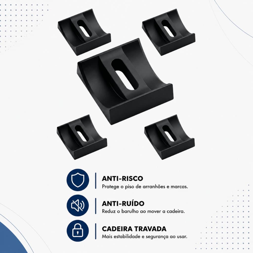 Kit 5 Travas para Rodinhas de Cadeira Gamer e Escritório – Antiderrapante e Fixador