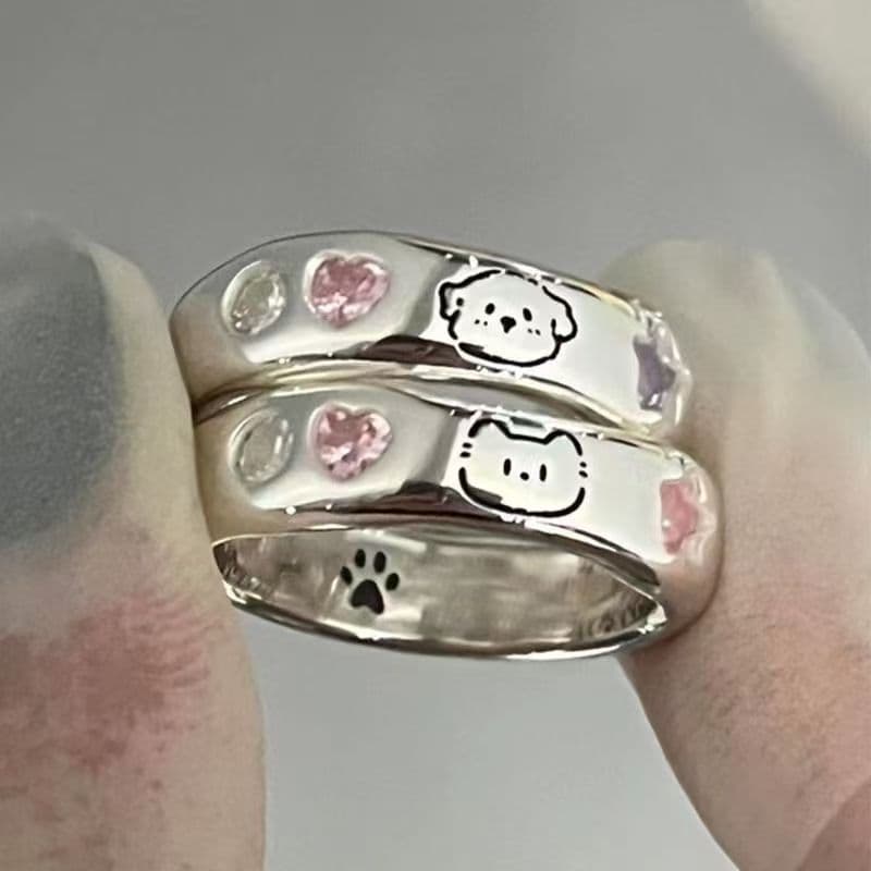 Anel feminino estilo namorada um par estudante duas pessoas estilo amizade masculino feminino casal filhote de cachorro