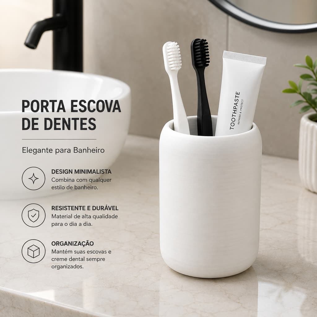 Porta Escova De Dentes Para Banheiro Organizador Moderno Elegante Compacto