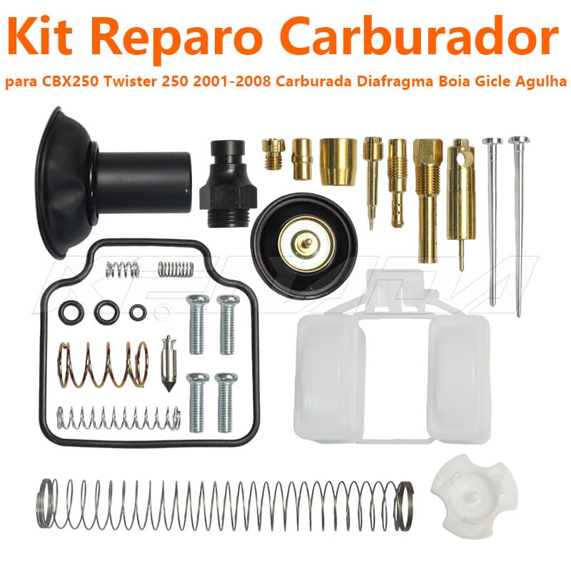 Kit Reparo Carburador CBX250 Twister 250 2001-2008 Carburada Diafragma Boia Gicle Agulha
