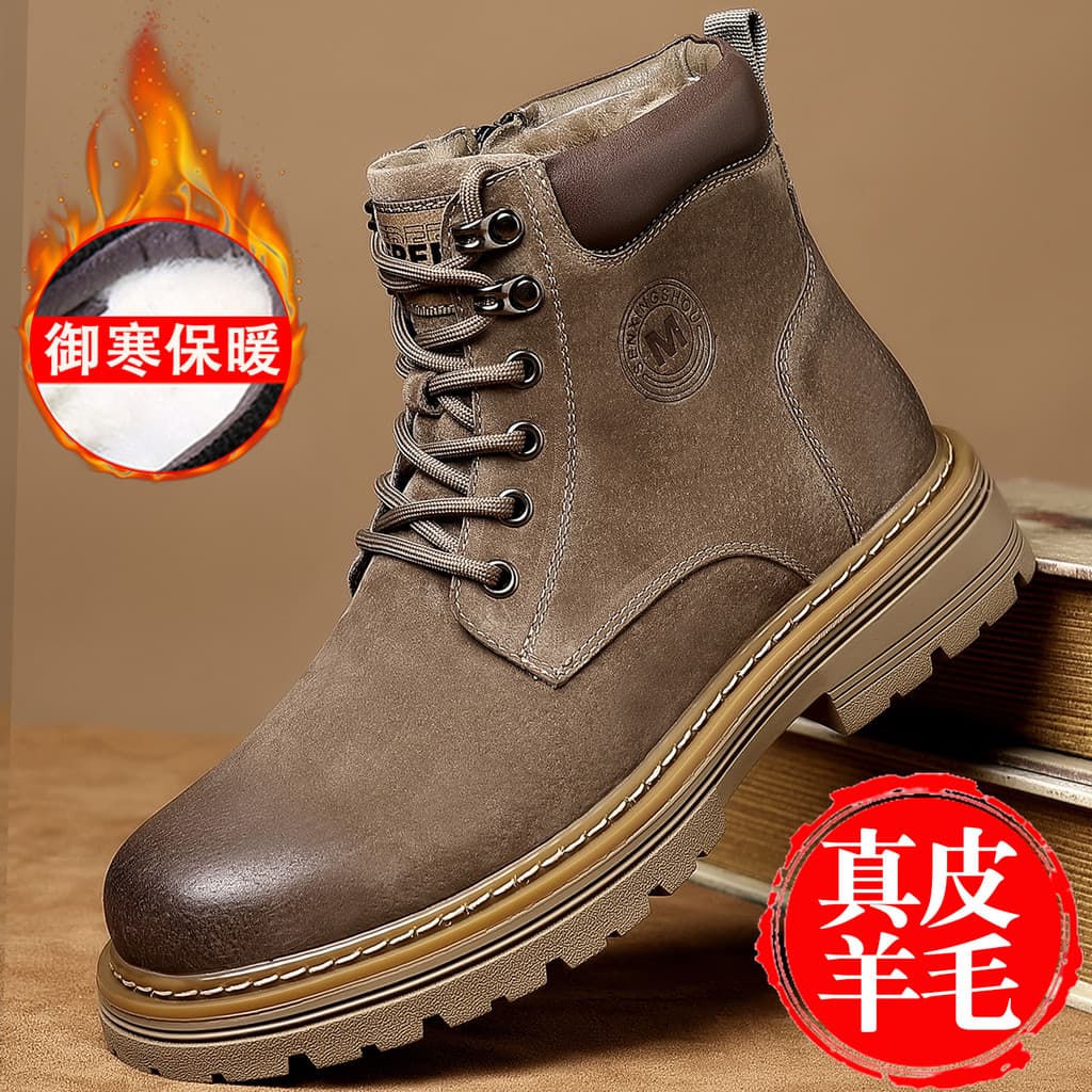 Martin botas masculinas inverno novo estilo couro genuíno mais lã de pele de carneiro um nordeste sapatos grandes de alg
