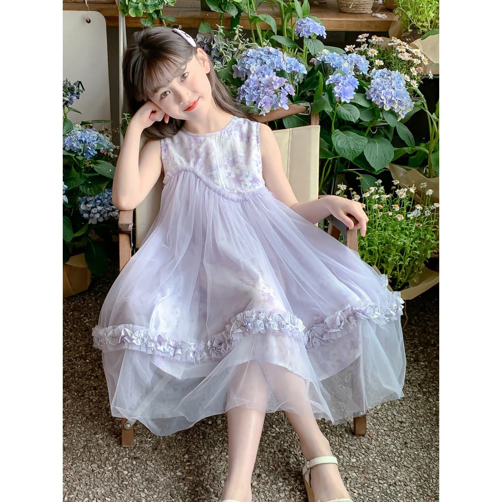 Meninas vestido 2026 novo estilo verão estilo ocidental roupas infantis menina vestido de verão gaze vestido crianças ve