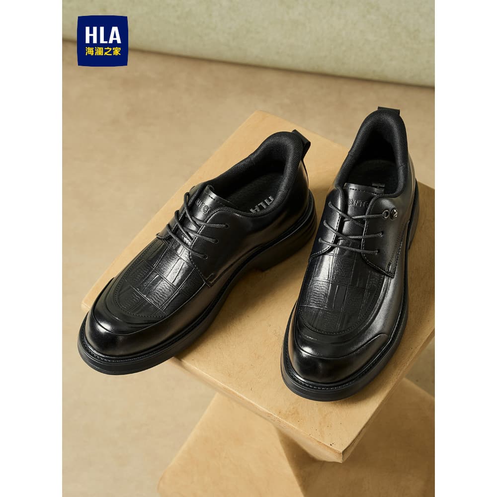 HLA/Hailan House sapatos masculinos 2026 novo estilo sapatos de couro masculino moda Formal Wear negócios Derby sapatos