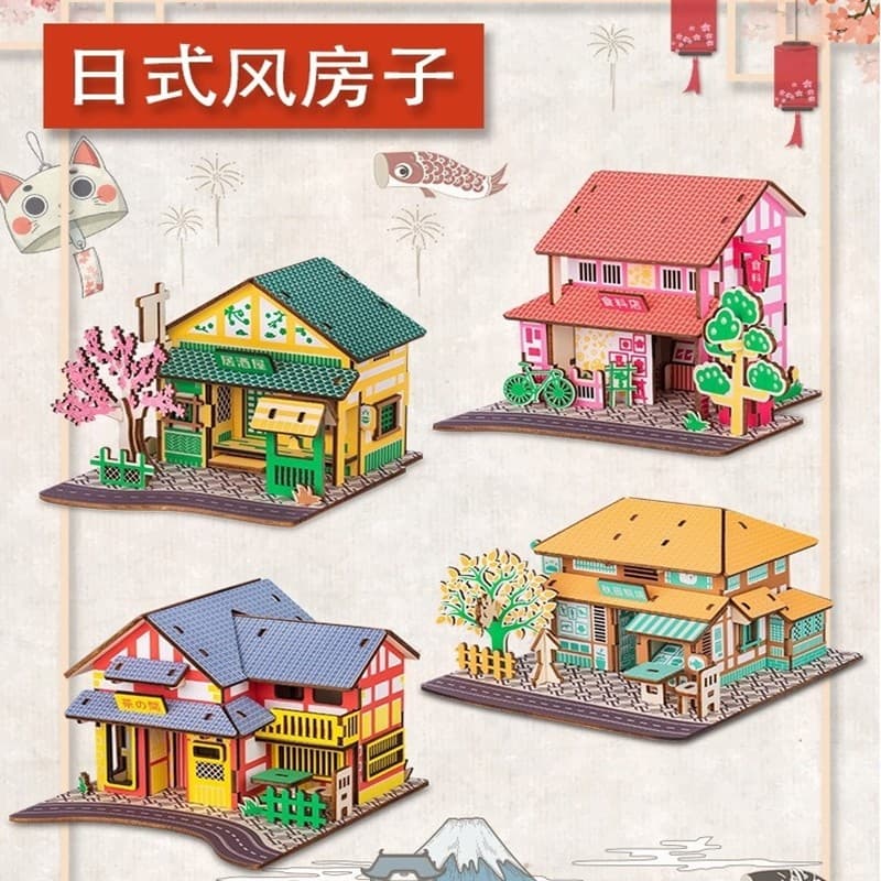 Loja de comida Akita Taiyaki Izakaya sala de chá qualidade tridimensional artesanal Anime modelo de montagem bidimension