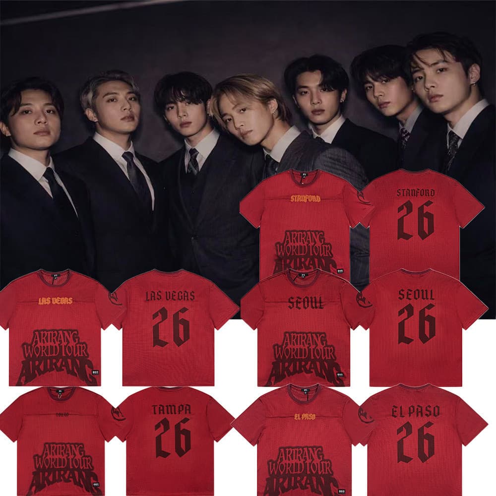 BTS Concert Fan Merchandise City Limited ARIRANG malha bordada manga curta 8.21