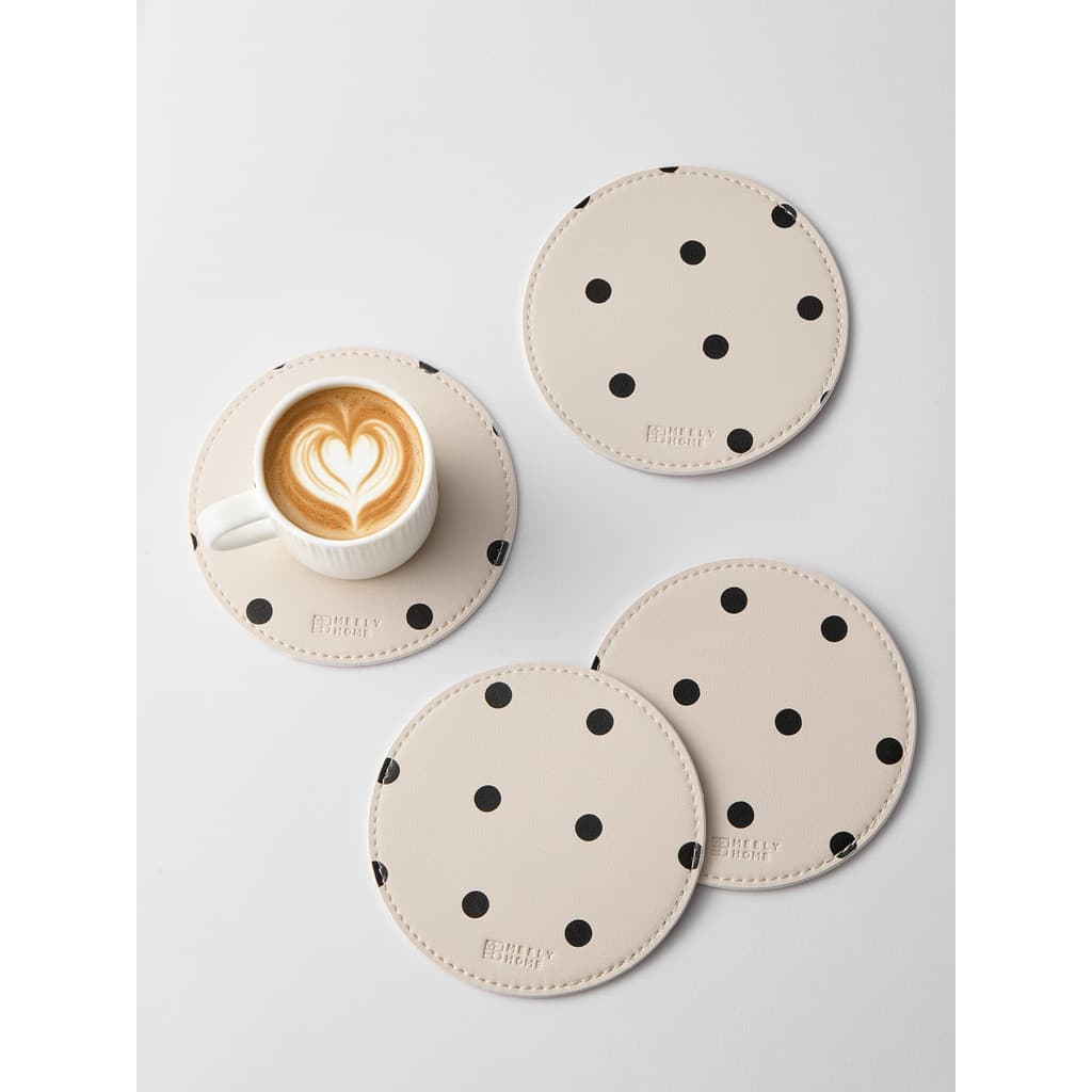 Mili estilo europeu Retro bolinhas coaster redondo tapete de café couro chá coaster casa água coaster alto valor