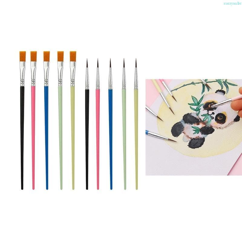 Cucriaa 10 Peças Caneta Aquarela Pincel Nylon Pincéis Pintura Cabelo A Óleo Para Dor Arte Profission