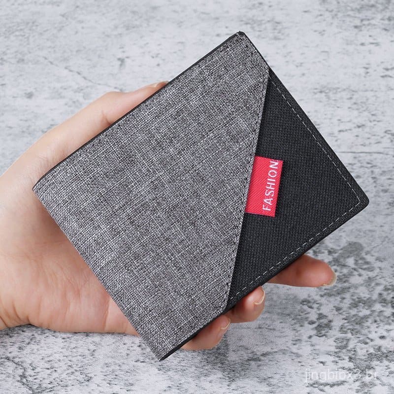 [Promoção] Carteira Masculina Curta de Lona, Carteira Masculina Pequena, Carteira Masculina de Couro, Carteira Masculina