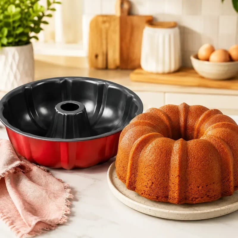 Molde grande redondo antiaderente para bolo de pudim (forno aplicável) Utensílios de cozinha