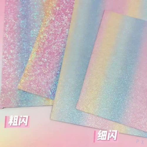 Pano de Passar a Ferro com Glitter Arco-Íris Magic Bean, Fundo Gradiente de Glitter PU, Pano PX, Material para Artesanat
