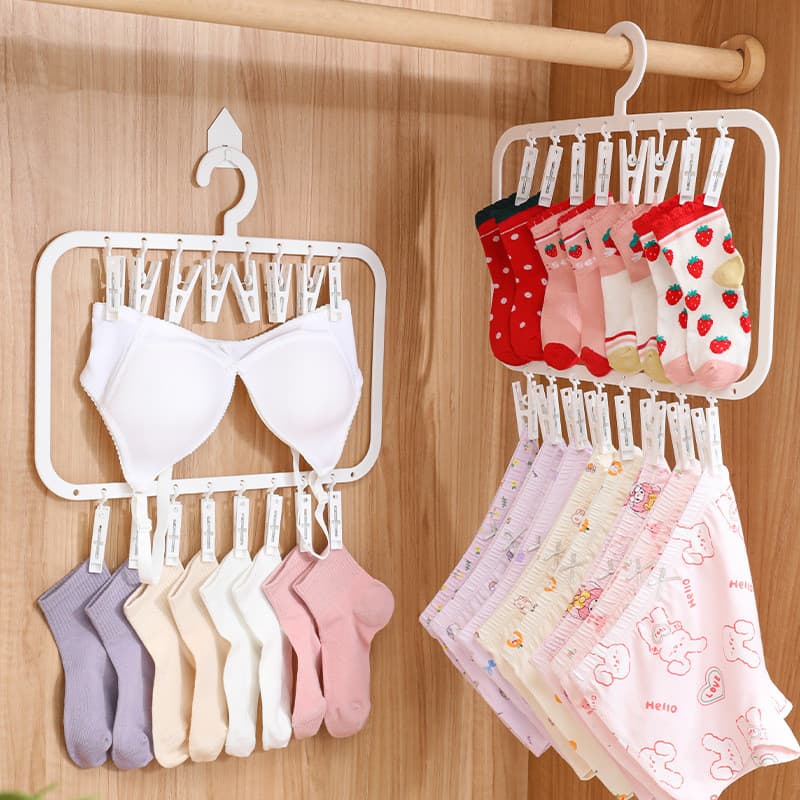 Multi-clipe cabide infantil guarda-roupa doméstico armazenamento meias do bebê Rack de secagem multifuncional cabide do
