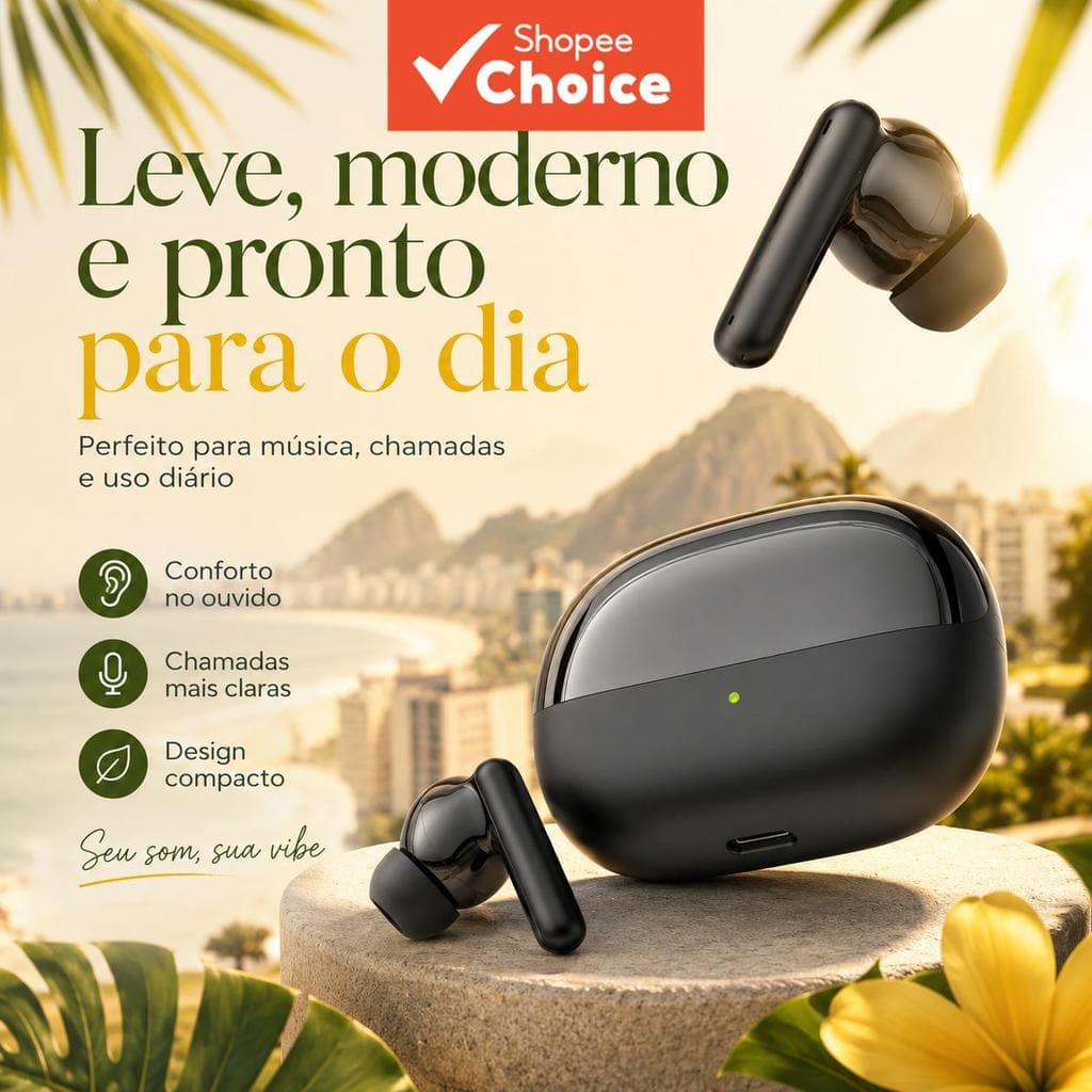 Fones De Ouvido Bluetooth Sem Fio Intra-Auriculares TWS À Prova D'água Com Microfone Som Claro Estojo De Carregamento Co