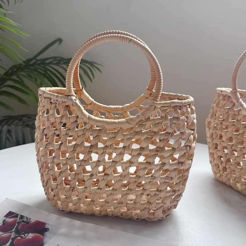 [Novo produto] bolsa de palha tecido saco de palha férias viagem praia saco ins moda Casual All-Match Retro portátil fem