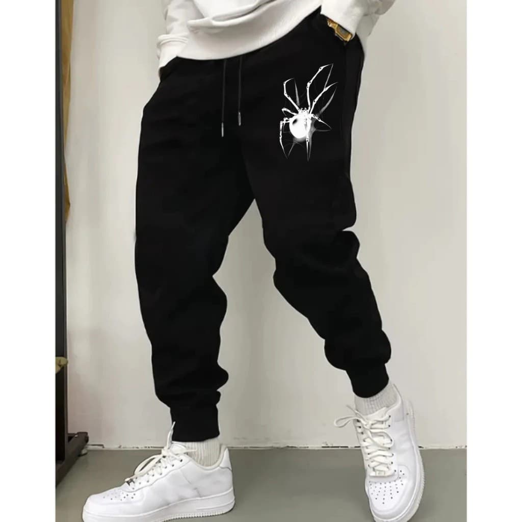 Calça Moletom Masculina Streetwear Moda Inverno Estampada Aranha Desenhos Tecido Premium 100% Algodão