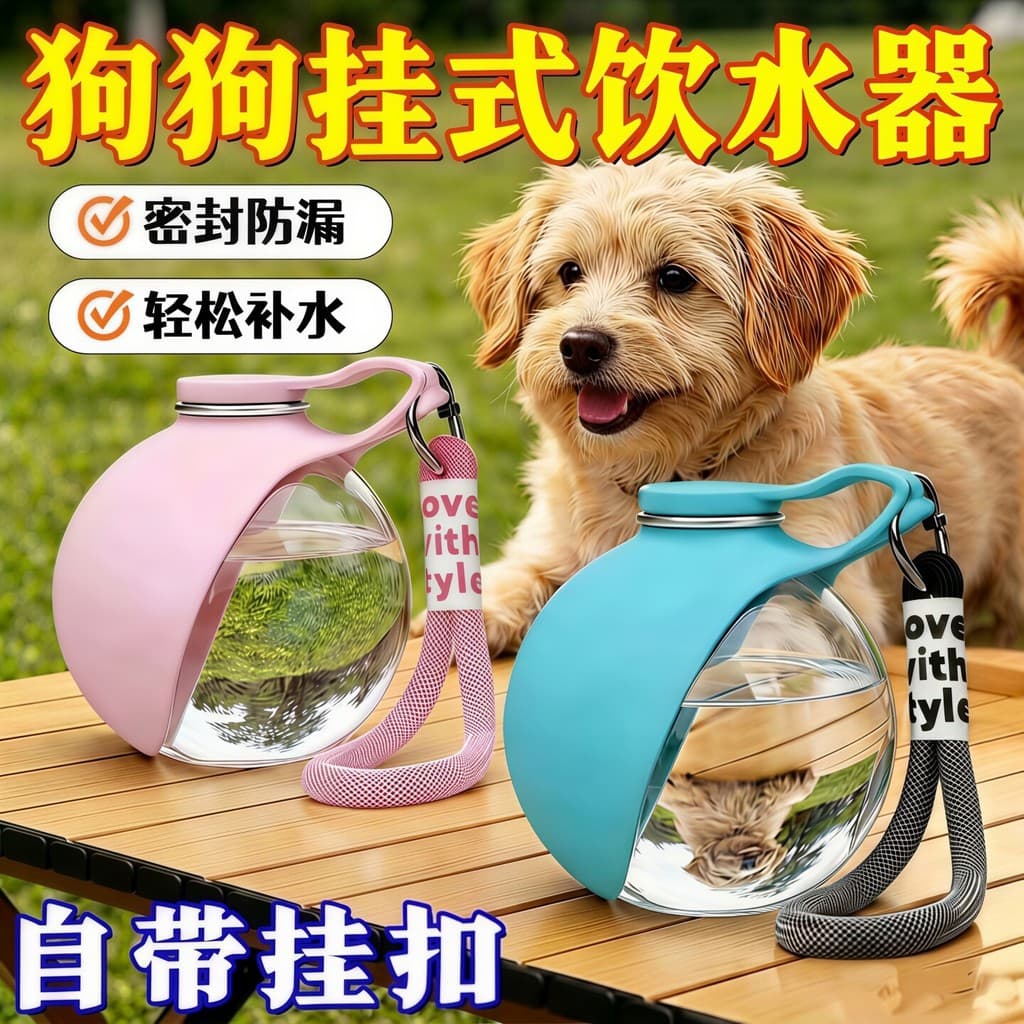 Cão pendurado fonte potável bola de água potável portátil dobrável copo bola garrafa de água potável para gatos animais