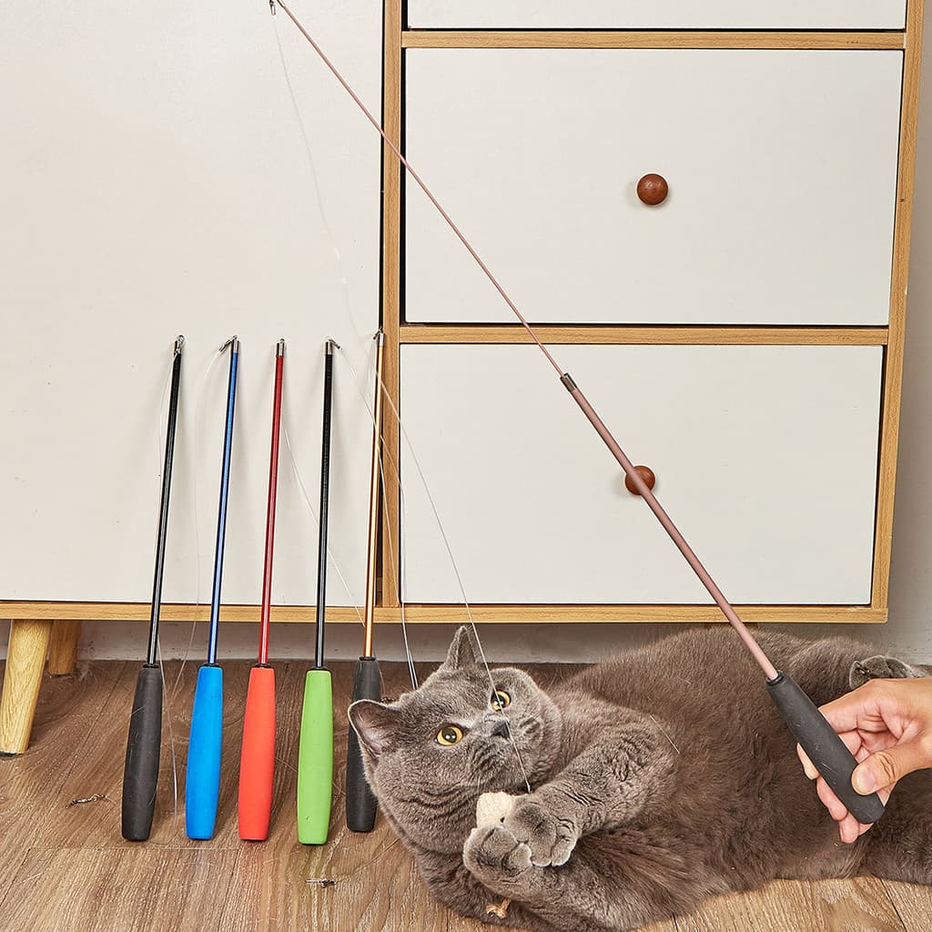 Varinha retrátil para gatos, haste de três seções, brinquedo de auto-entretenimento para gatos, multicolorido, entrega d