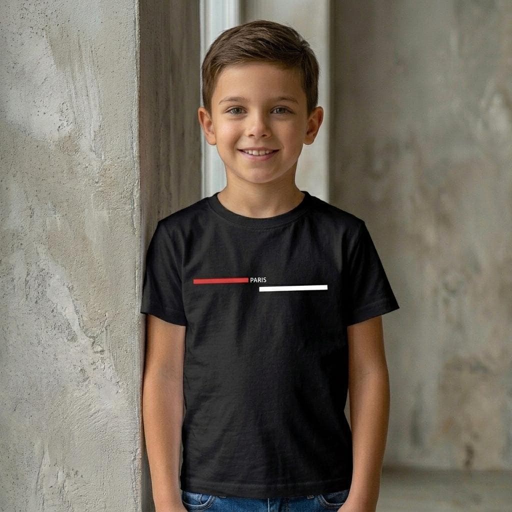 Camiseta Estampa Gráfica Paris para Meninos e Meninas Roupa Casual Individual e Versátil