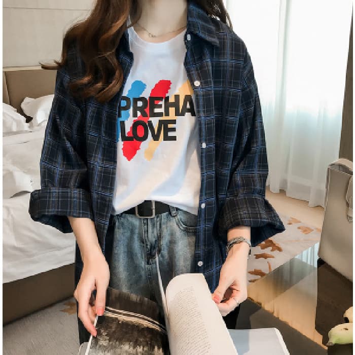 Desconto de marca Roupas femininas contador de retirada comércio exterior All-Match xadrez protetor solar roupas Lo