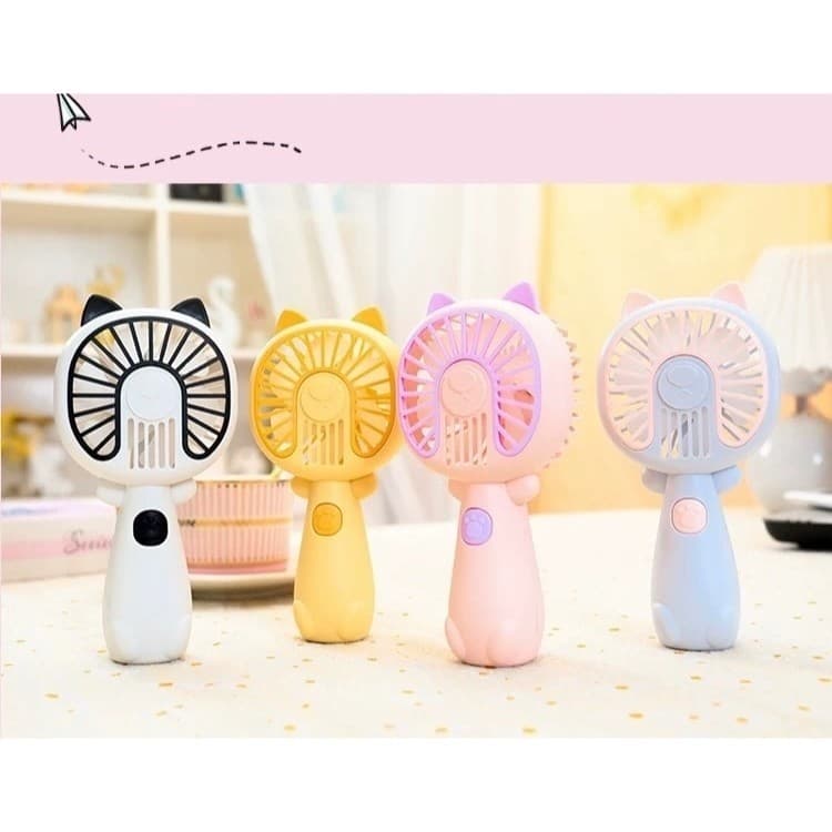Mini Ventilador Portátil de Gatinho Rosa - Design Fofinho - Bateria Carregamento USB (C1)