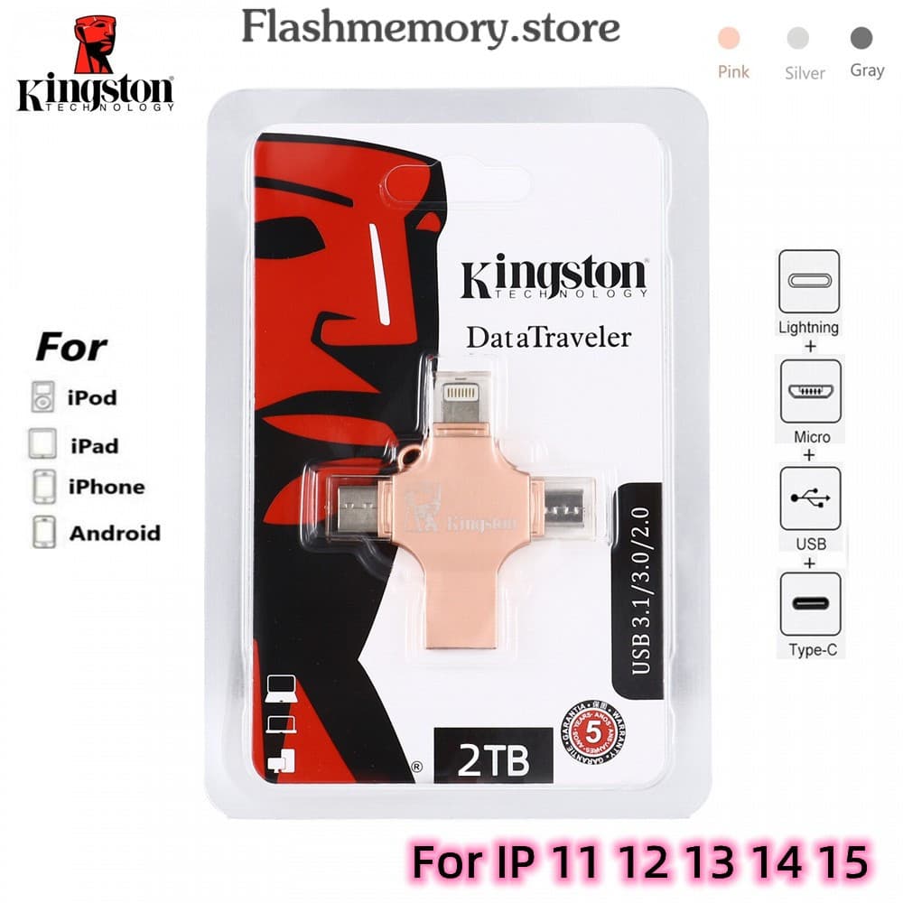 2TB 1TB 4-Em-1 flash drive USB 3.0 Memória Vara 512GB 256GB 128GB OTG Pendrive Velocidade Rápida Tipo-C Para i/O/S IP 8
