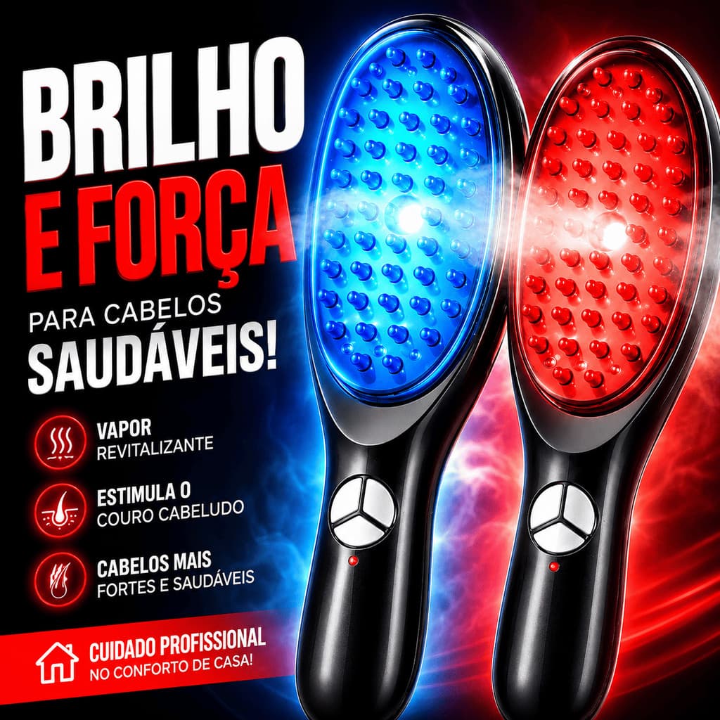 Escova Massageadora com Laser 2 em 1 Tratamento Capilar E Antiqueda Escova De Massagem Para Cabelo E Couro Cabeludo