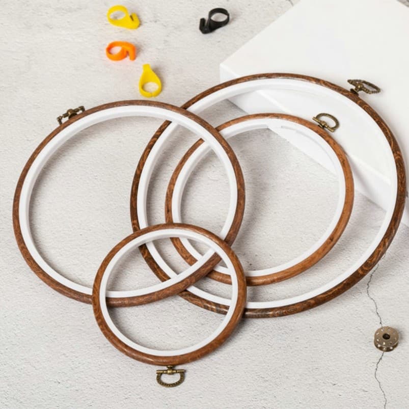 Cor Retro imitação de grão de madeira diy bordado bandagem quadro de casamento plástico artesanal diy ponto cruz bordado