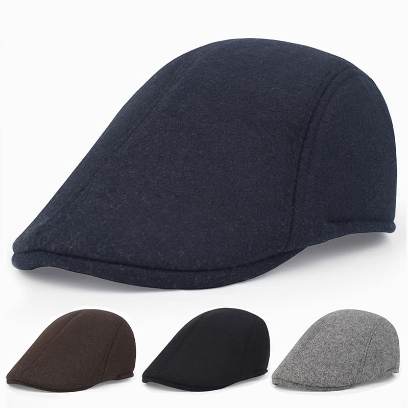 Boné de lã masculino, boina de cor sólida, Casual, retrô, chapéu para frente, primavera, outono, chapéu de sol feminino,