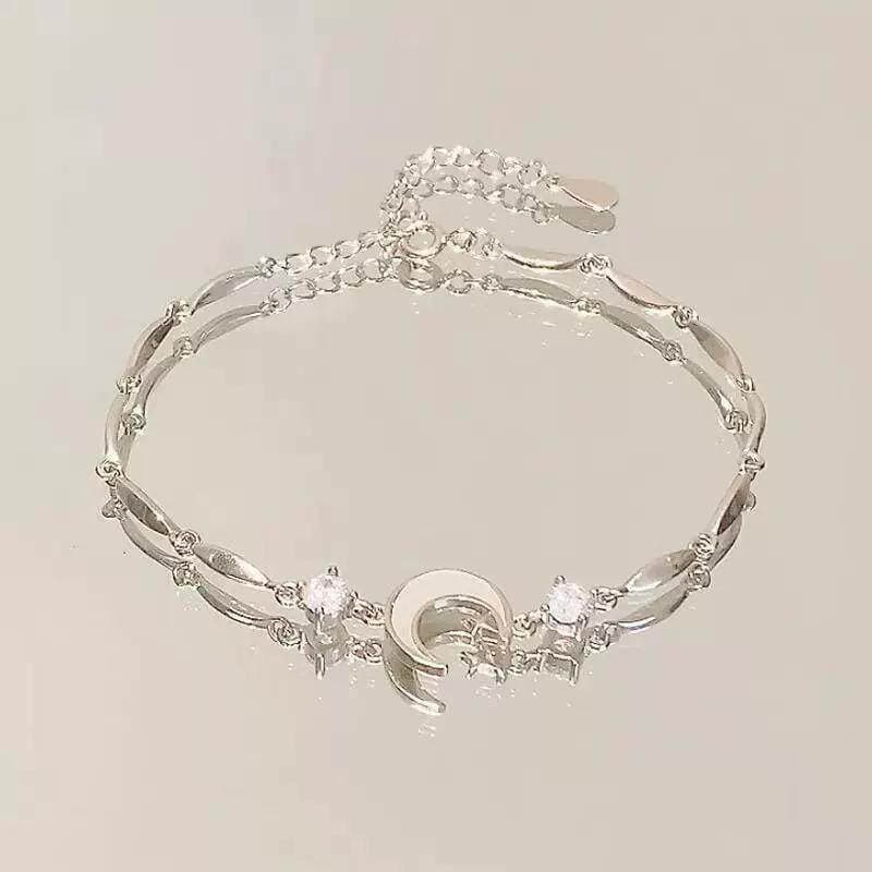 Pulseira de gelo esmagado estrela lua sensação legal feminina luz luxo nicho requintado High-End simples único All-Match