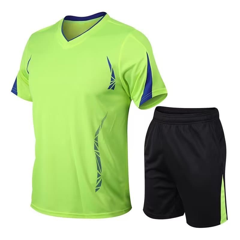 Terno esportivo masculino de manga curta verão futebol de secagem rápida pista e campo roupas de Fitness correndo Shorts