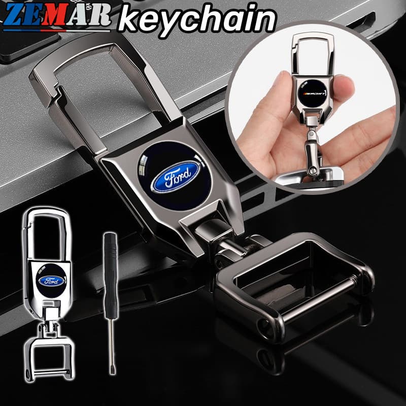 Chaveiro de Metal para Carro Ford, Chaveiro Universal 360 para Motocicleta °     Porta-chaves Rotativo Ranger Ka Focus V