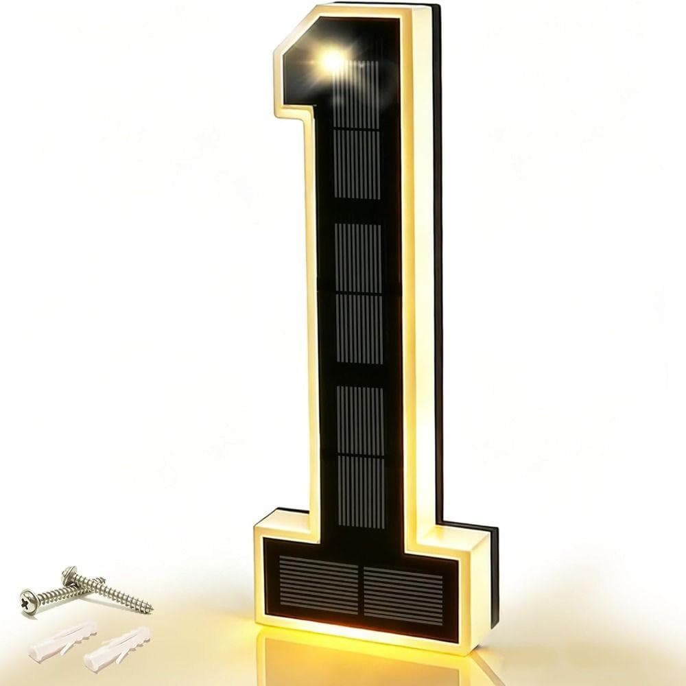 LILYES Luz De Números De Casa Com Iluminação Solar , Placa De Número LED Externa Iluminada De 6.7 Polegadas ,