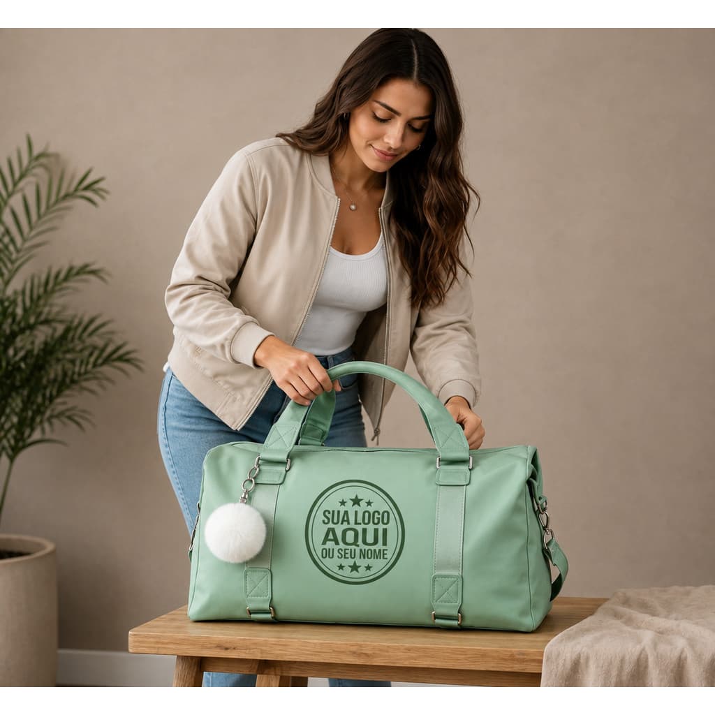 Bolsa de Viagem Personalizada com Nome ou Logo para Academia Treinos Passeios e Uso Diário Alça Transversal Blogueira