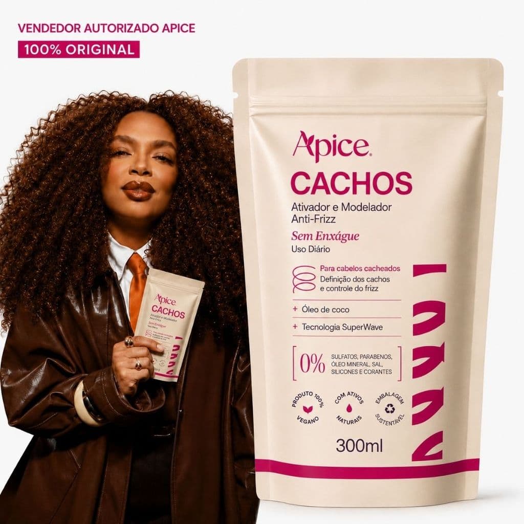 Ativador e Modelador Anti-Frizz Cachos Refil 300g Ápice